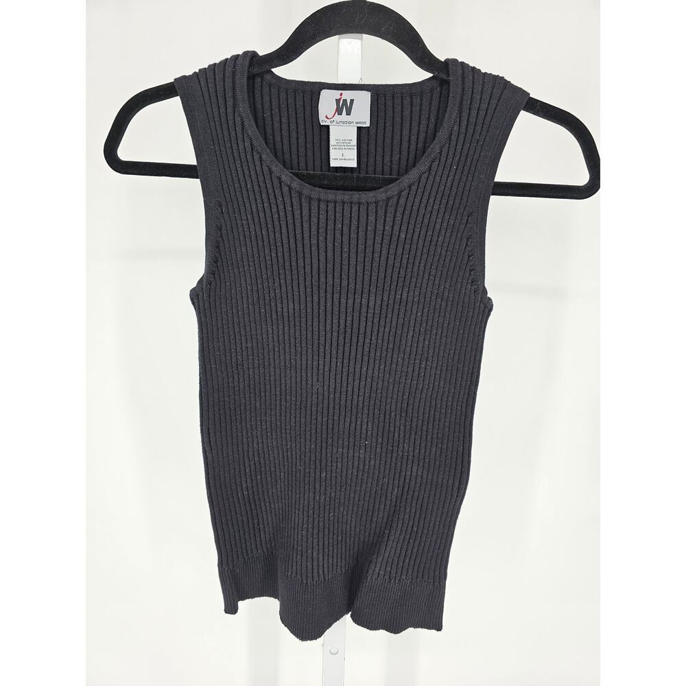 Vtg Junction West Womens Sz L Thick Ribbed Cotton Blend Tank Top Black